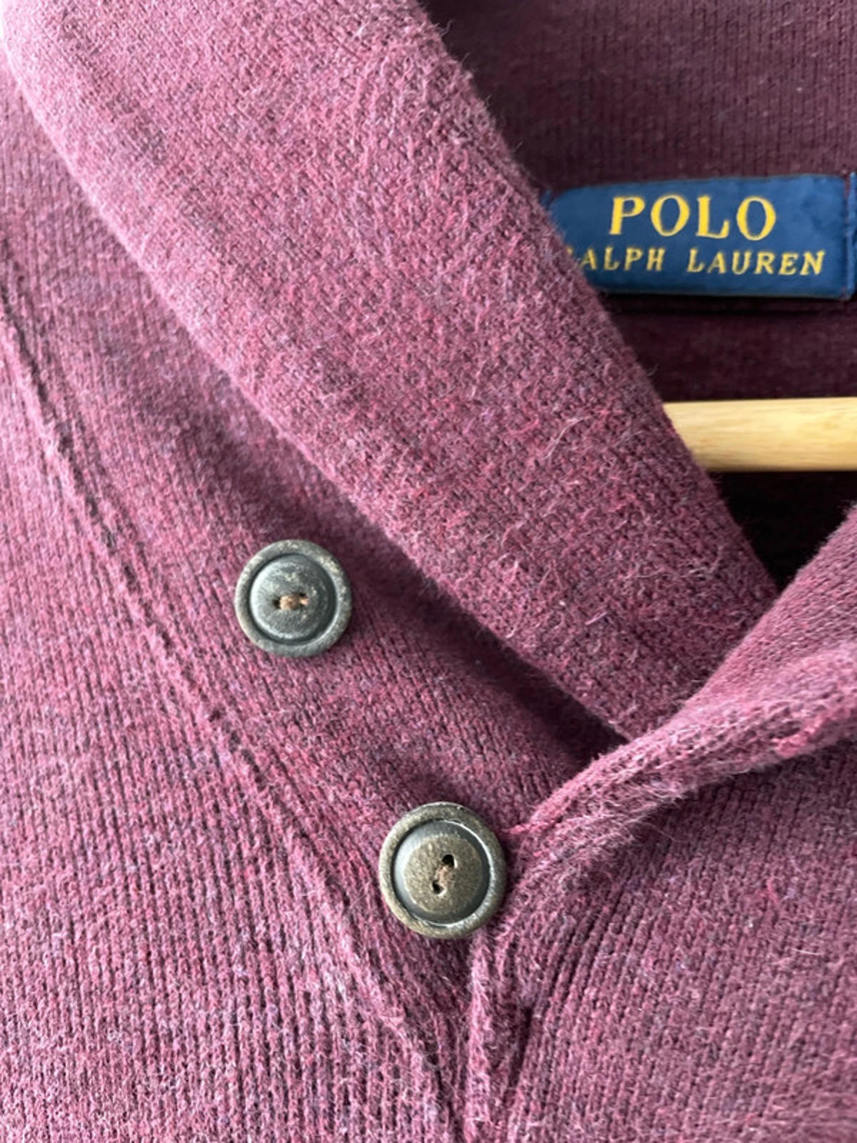 Men’s Ralph Lauren Shawl-Collared long Sleeve Jumper In Burgandy - XLarge - 2279