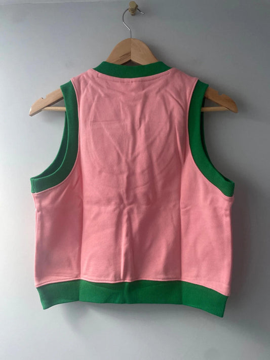 Women’s Adidas Originals Adicolour 70s Sweater Vest and n Pink/Green - UK8 - 2892