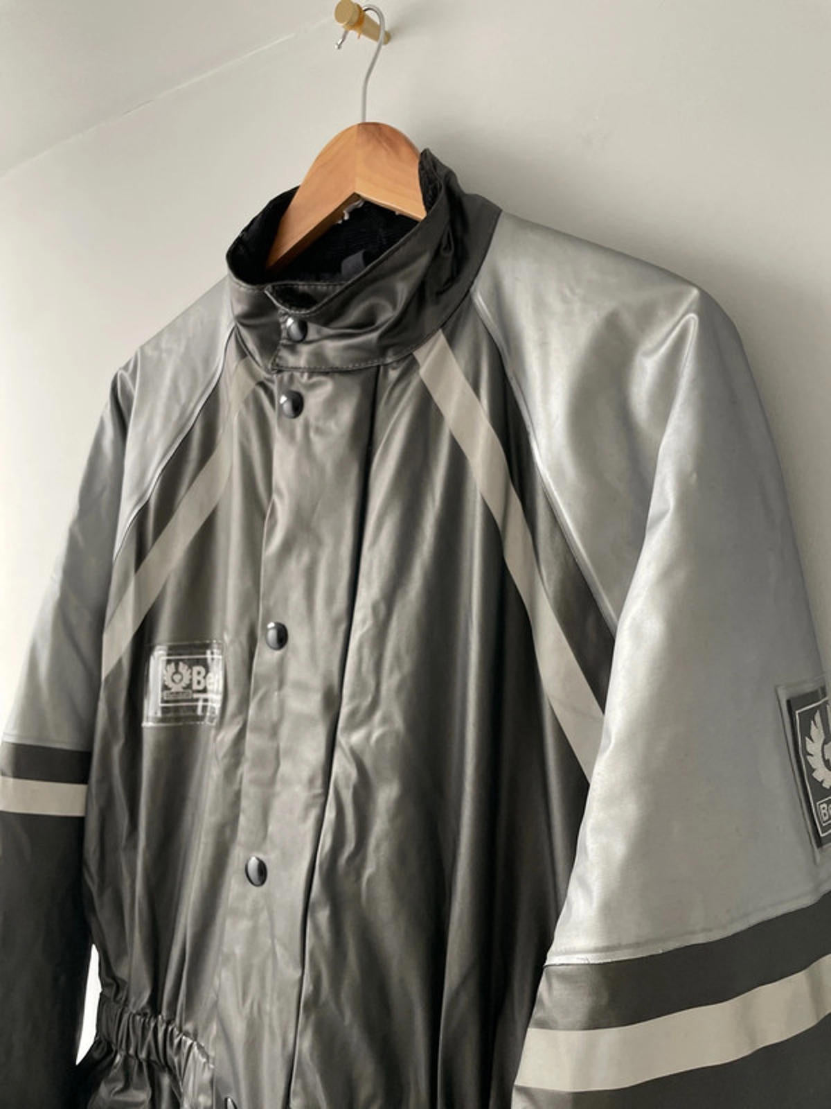 Men’s Belstaff Vintage Rare Stormshield Waterproof Motorcycle Jacket in Grey - Large - 2273