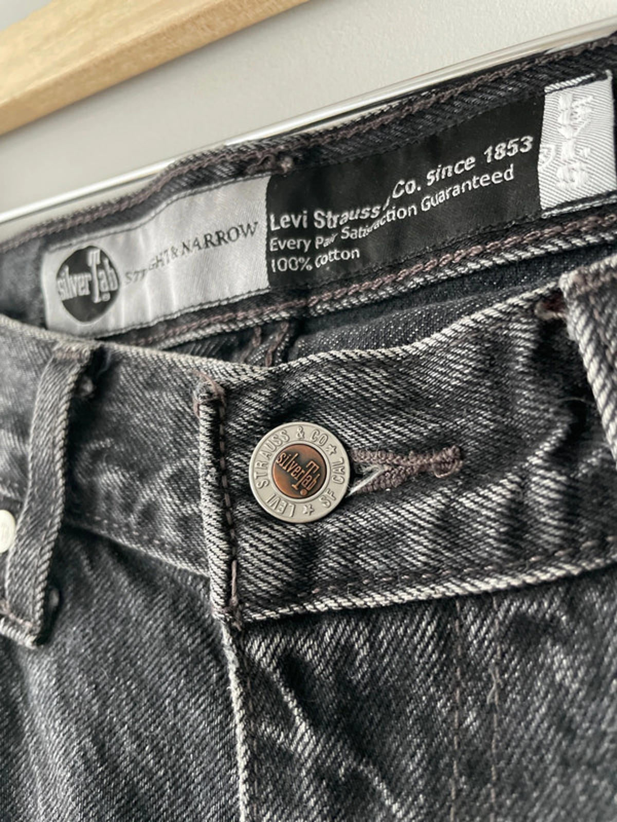 Men’s Levi’s Limited Edition Silver Tab Straight Fit Washed Jeans In Black - W32/L32 - 2528