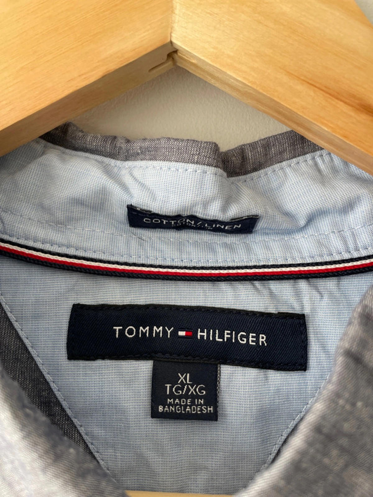 Men’s Tommy Hilfiger Premium Linen Long Sleeve Shirt In Blue - XLarge - 1551