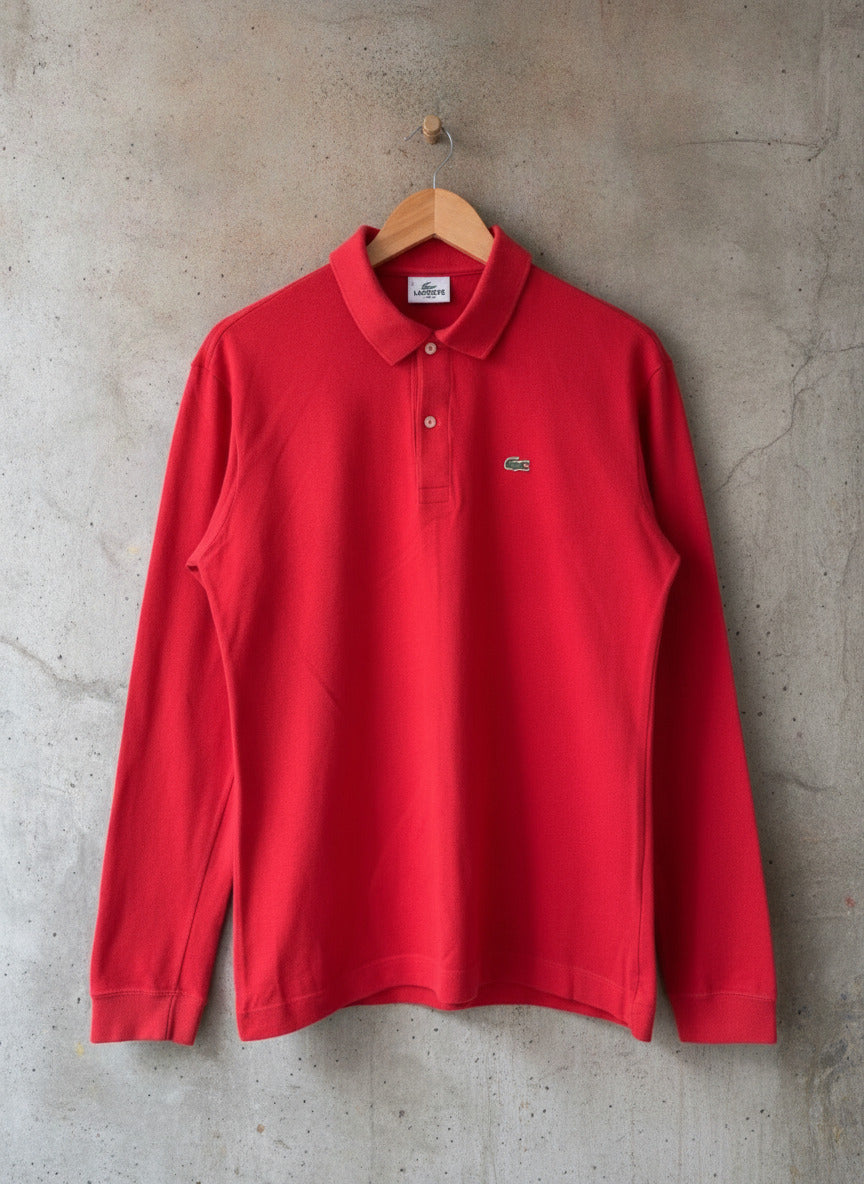 Men’s Lacoste Long Sleeve Slim Fit Polo Top In Red - Medium - 3427