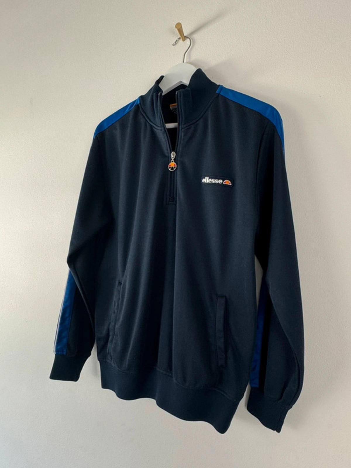 Men’s Ellesse 1/4 Zip Retro Track Jacket Top In Navy - Small   -1441