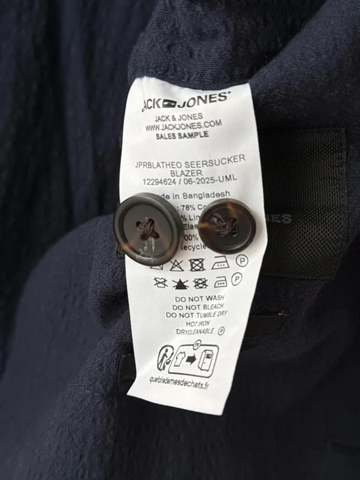 Men’s Jack & Jones Premium Linen Seersucker Blazer In Navy - Medium - 3282