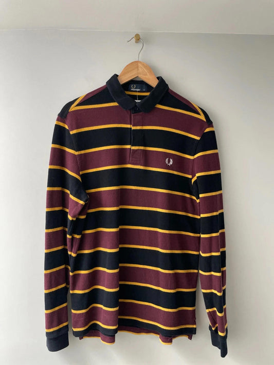 Men’s Fred Perry Long Sleeve Rugby Polo Top - Medium - 1991