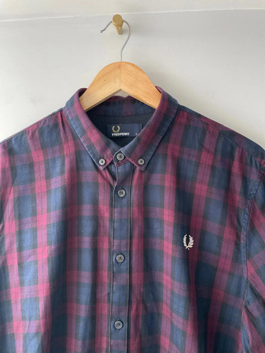 Men’s Fred Perry Premium Long Sleeve Check Shirt - Large - 1581