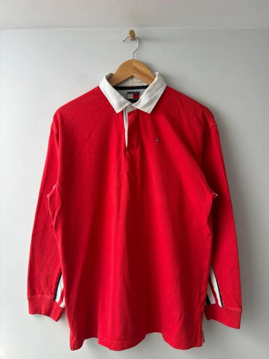 Men’s Tommy Hilfiger classic rugby polo top in red  - xlarge - 3469