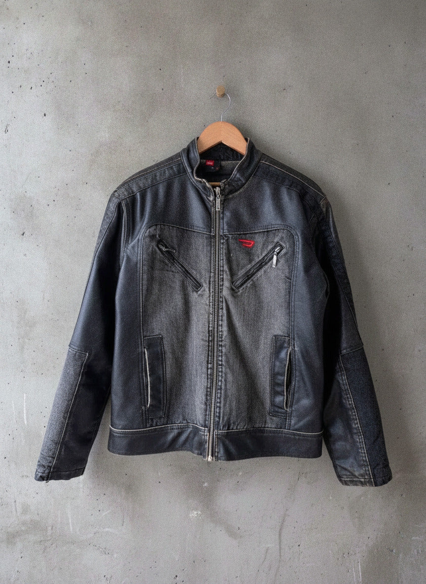 Men’s Diesel Biker Jacket In Washed Black Colour - XXLarge - 3551