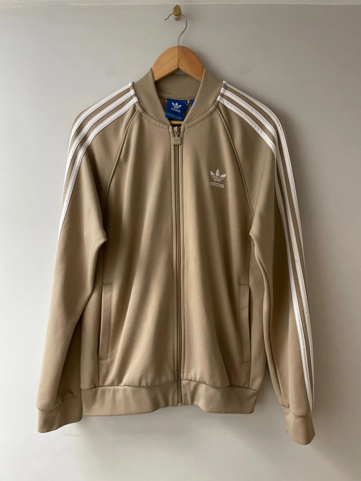 Women’s Adidas Track Jacket Full Zip In Beige - Medium - 2537