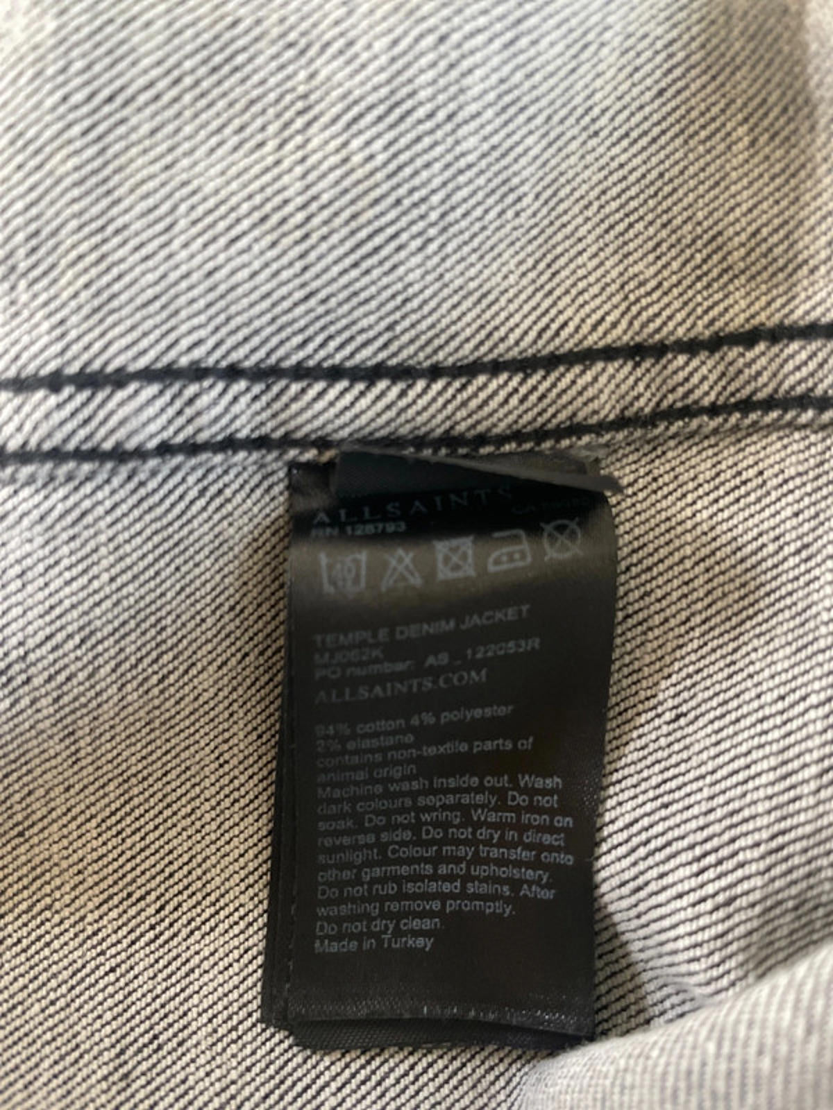 Women’s Allsaints Denim Jacket Coat In Washed Black - Small - 2132