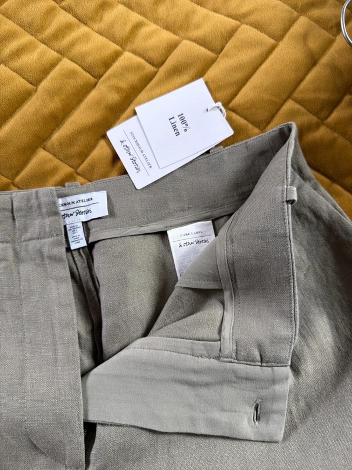 Women’s & Other Stories 100% Linen Shorts In Khaki - Uk6 - 3326