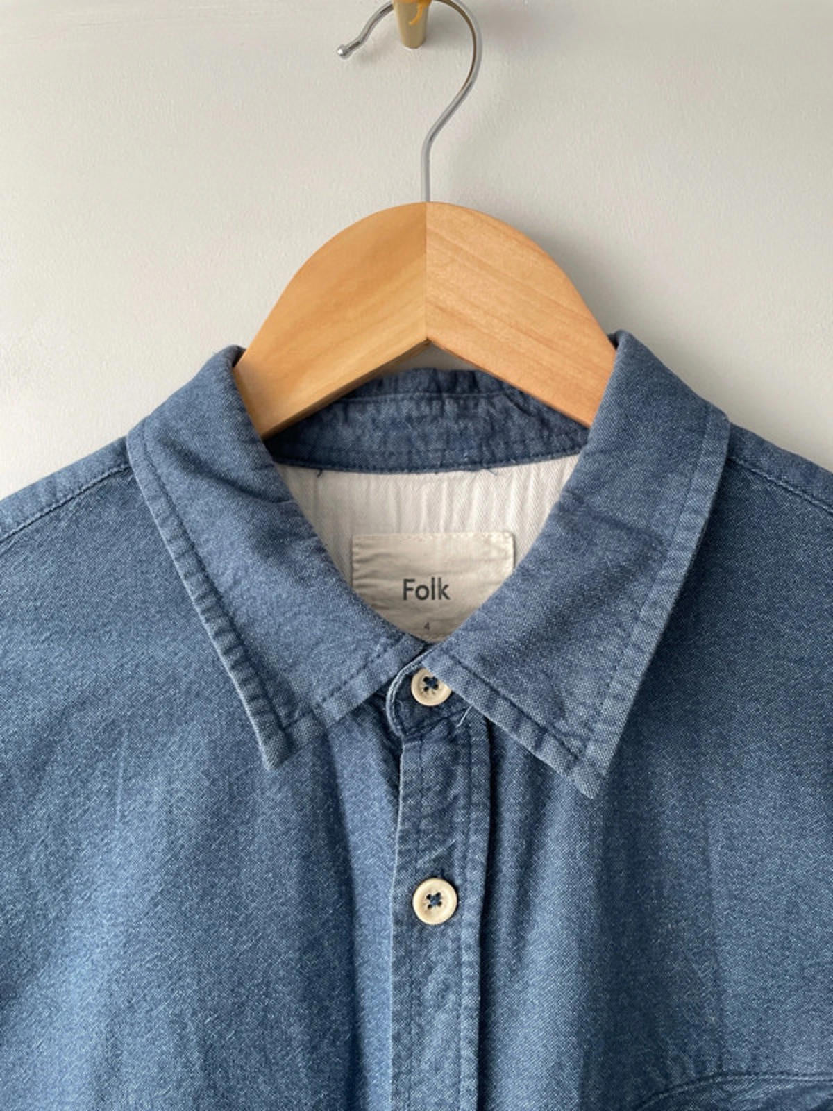 Men’s Folk Relaxed Fit Long Sleeve Chambray Shirt - Large - 2234