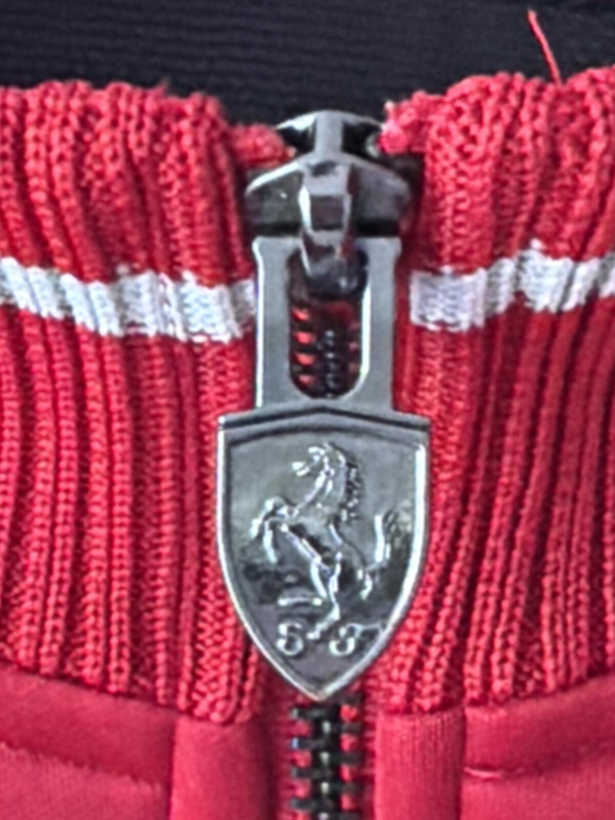 Mens Ferrari Zip-Up Jacket with Iconic Logo Patch In Red - Small - 3498