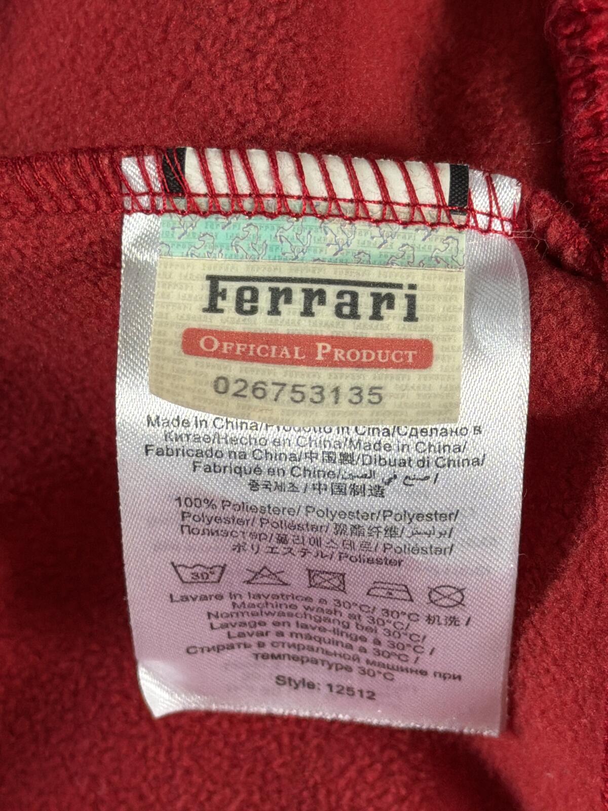 Mens Ferrari Zip-Up Jacket with Iconic Logo Patch In Red - Small - 3498