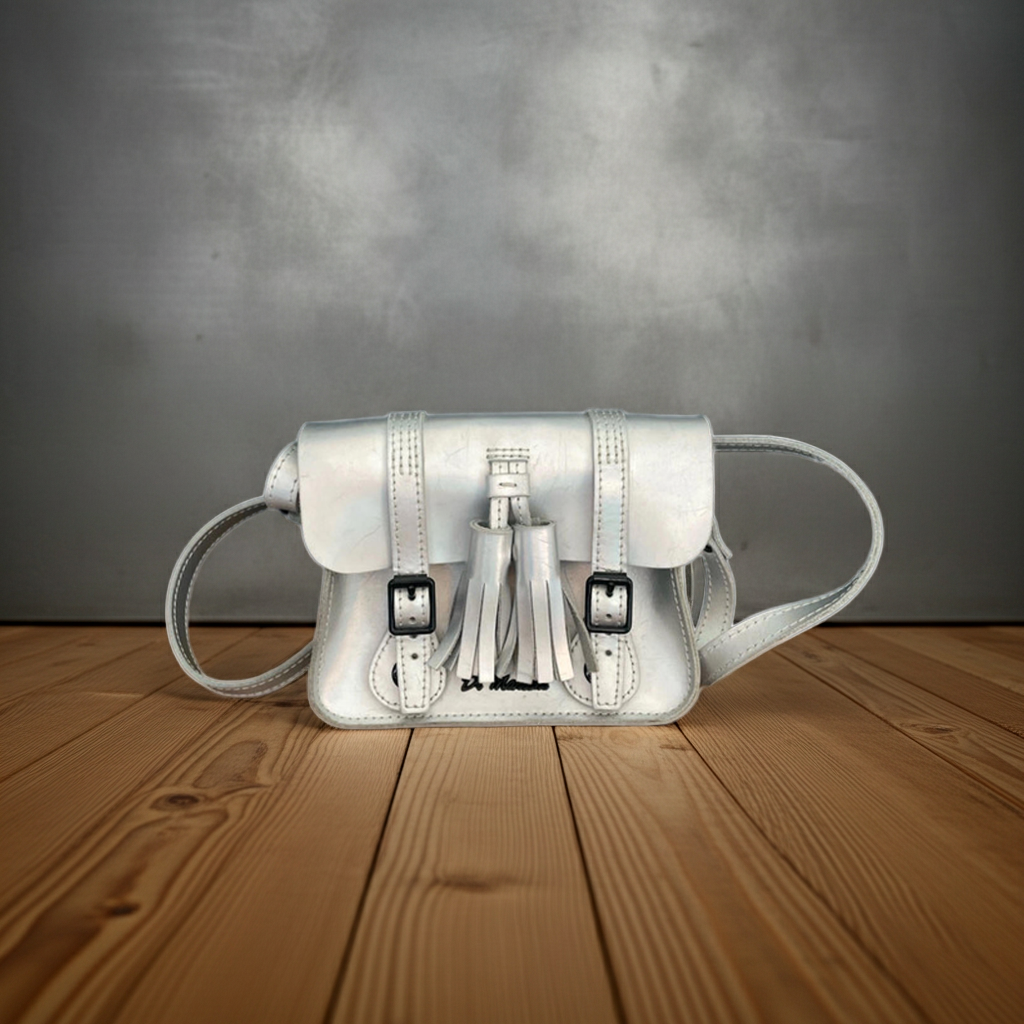 Women's Dr Martens 7'' Iced Metallic Leather Satchel In Silver - 2422