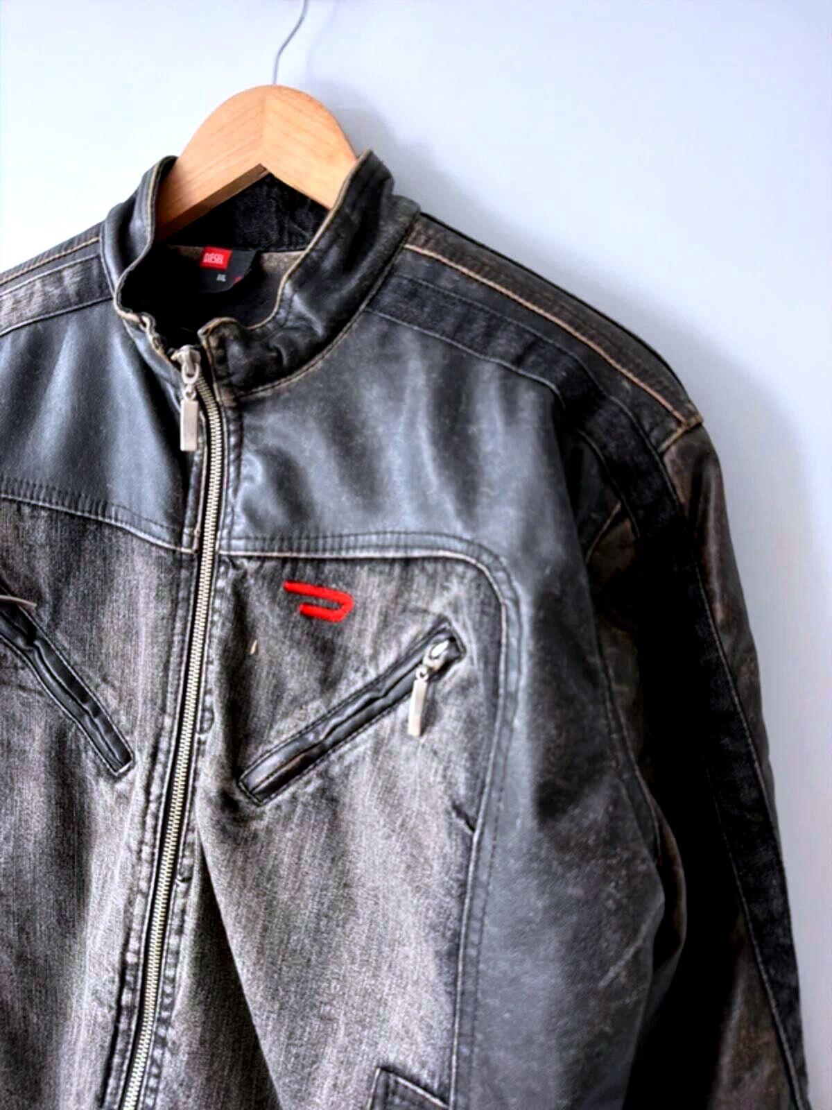 Men’s Diesel Biker Jacket In Washed Black Colour - XXLarge - 3551