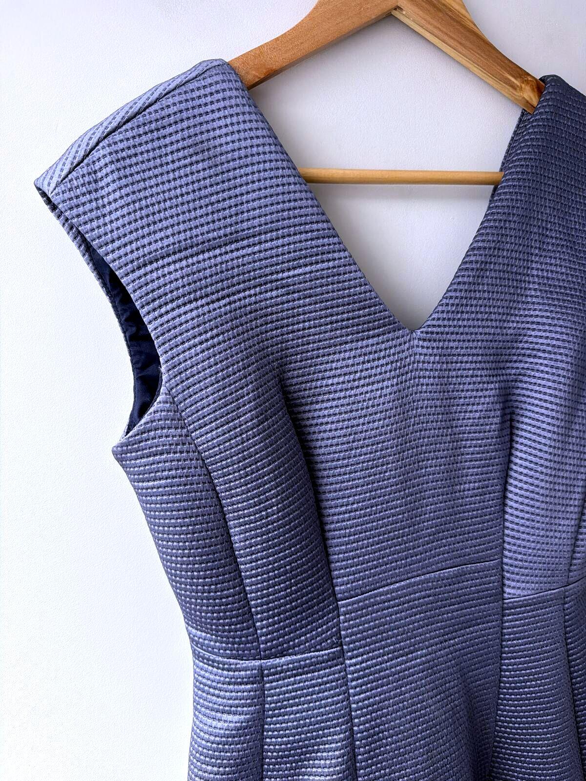 Womens Reiss Anouk Fitted Sleeveless Dress with V-Neck In Blue - Uk10 - 3517