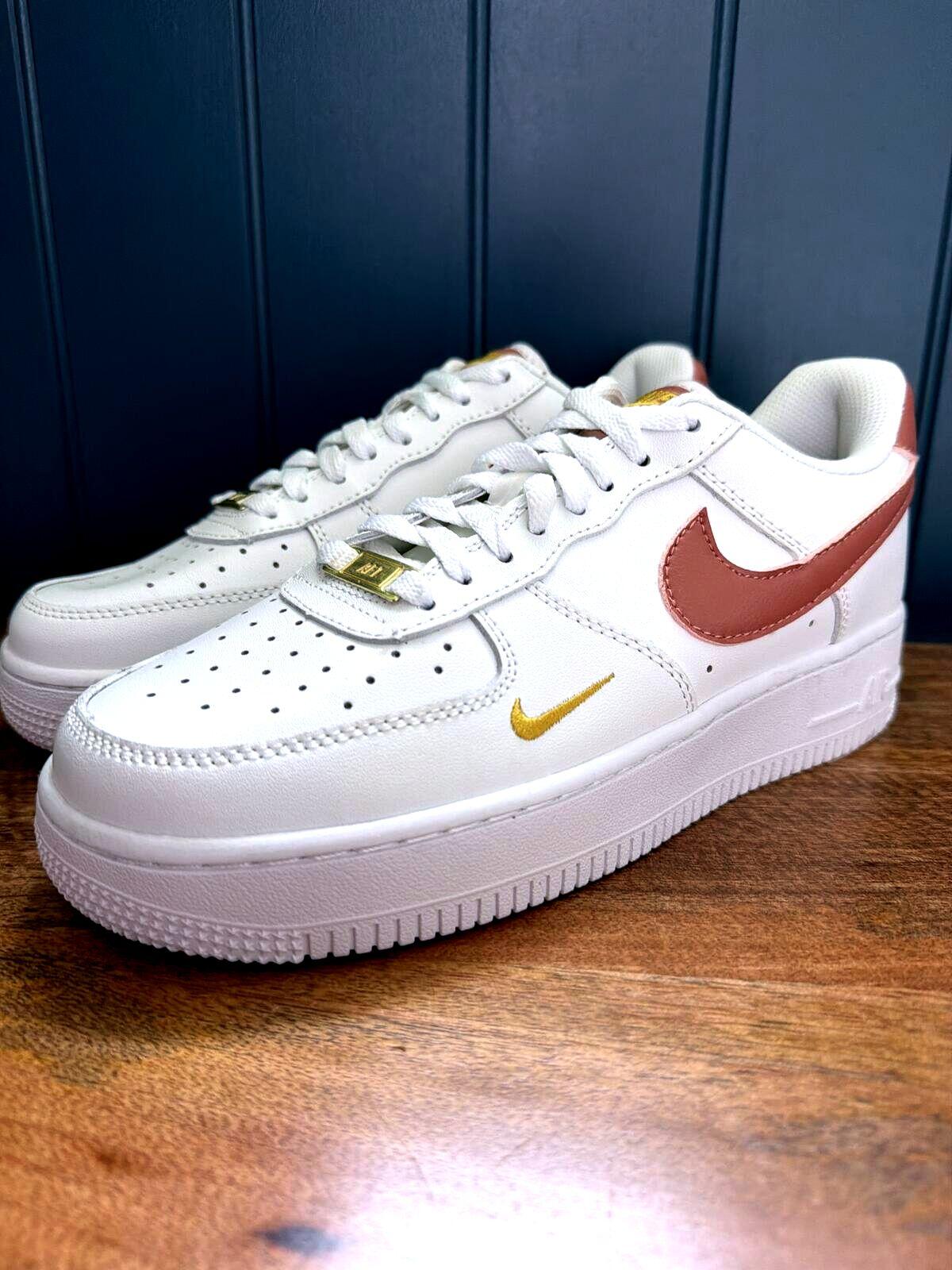 Women's Nike Air Force 1 Low Leather Trainers In White/Gold - UK5.5 - 3541