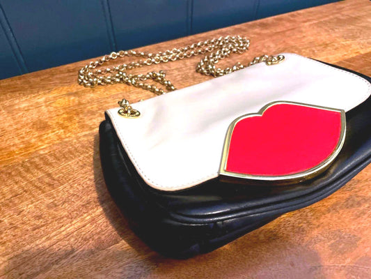 Women’s Lulu Guinness Eva Leather Shoulder Clutch Crossbody Bag In Black - 2849