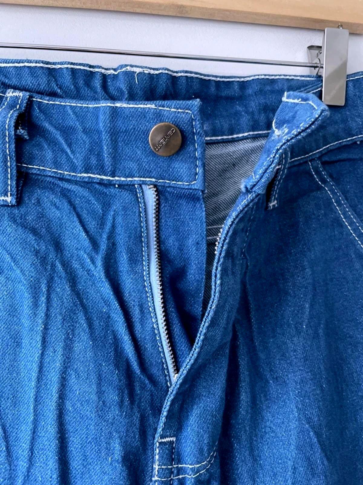 Men’s Carhartt Baggy Fit Cargo Denim Shorts In Navy Blue - W32/L11 - 3146