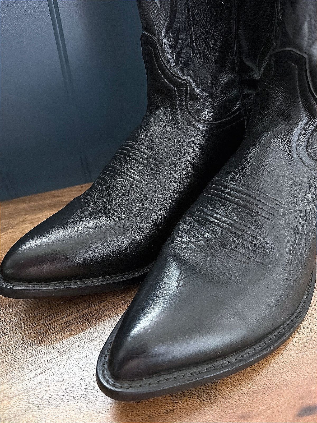Women’s Tony Lama Premium Leather Cowboy Boots In Black - Uk7 - 3616