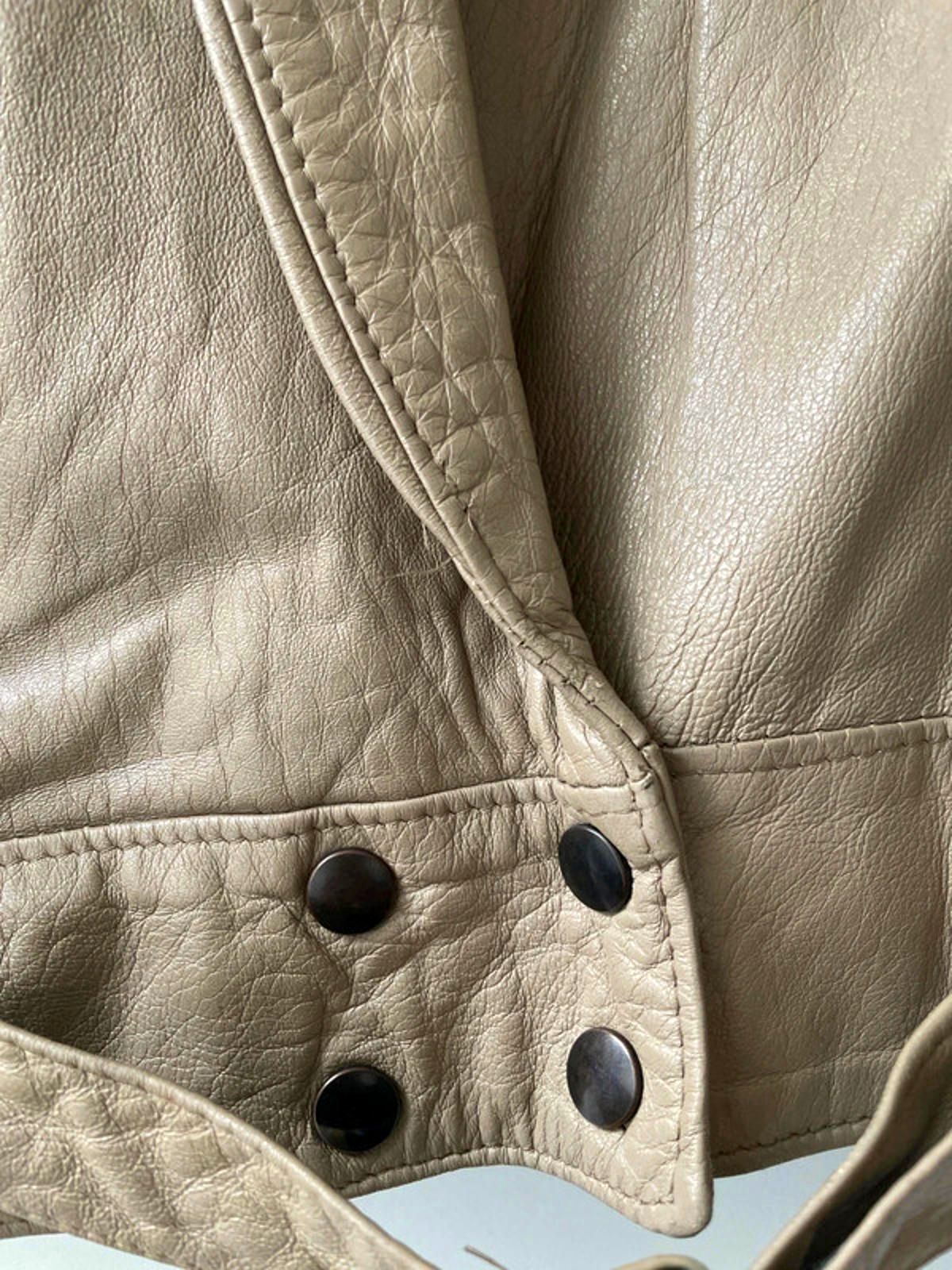 Women’s Premium Leather Vintage Jacket Coat With Belt In Beige - Small - 2426