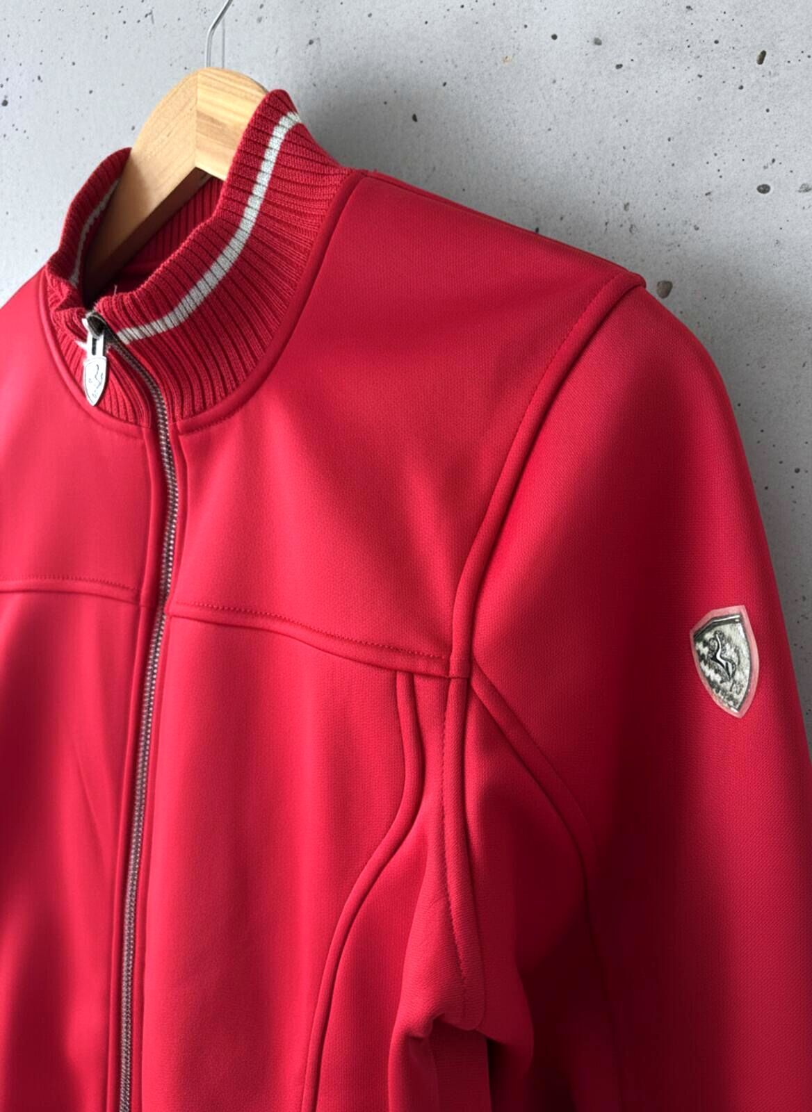Mens Ferrari Zip-Up Jacket With Iconic Logo Patch In Red - Small - 3498