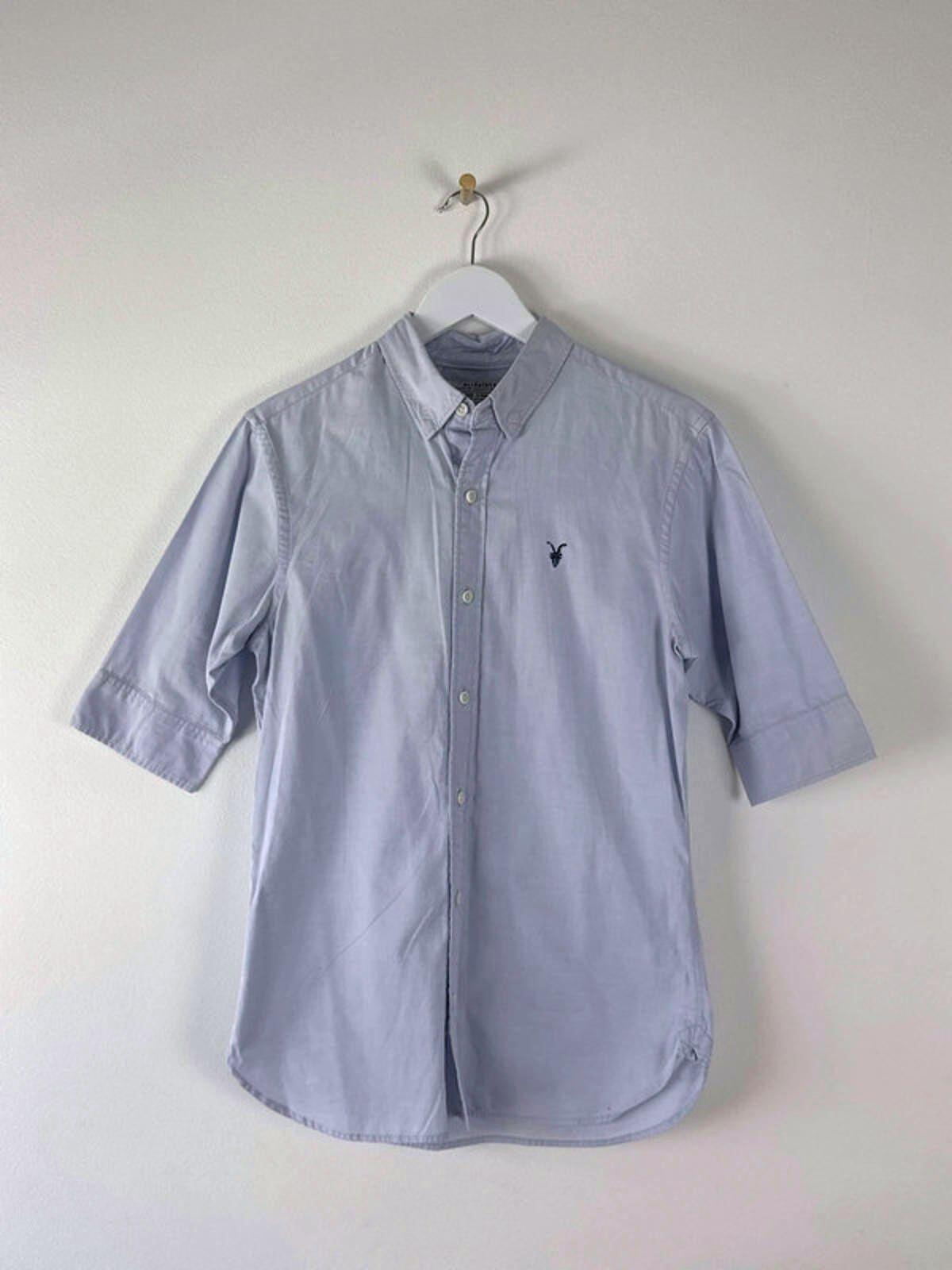 Men’s Allsaints Short Sleeve Chambray Shirt In Blue - XSmall -1341