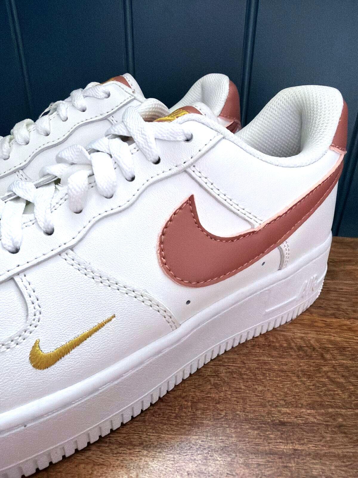 Women's Nike Air Force 1 Low Leather Trainers In White/Gold - UK5.5 - 3541