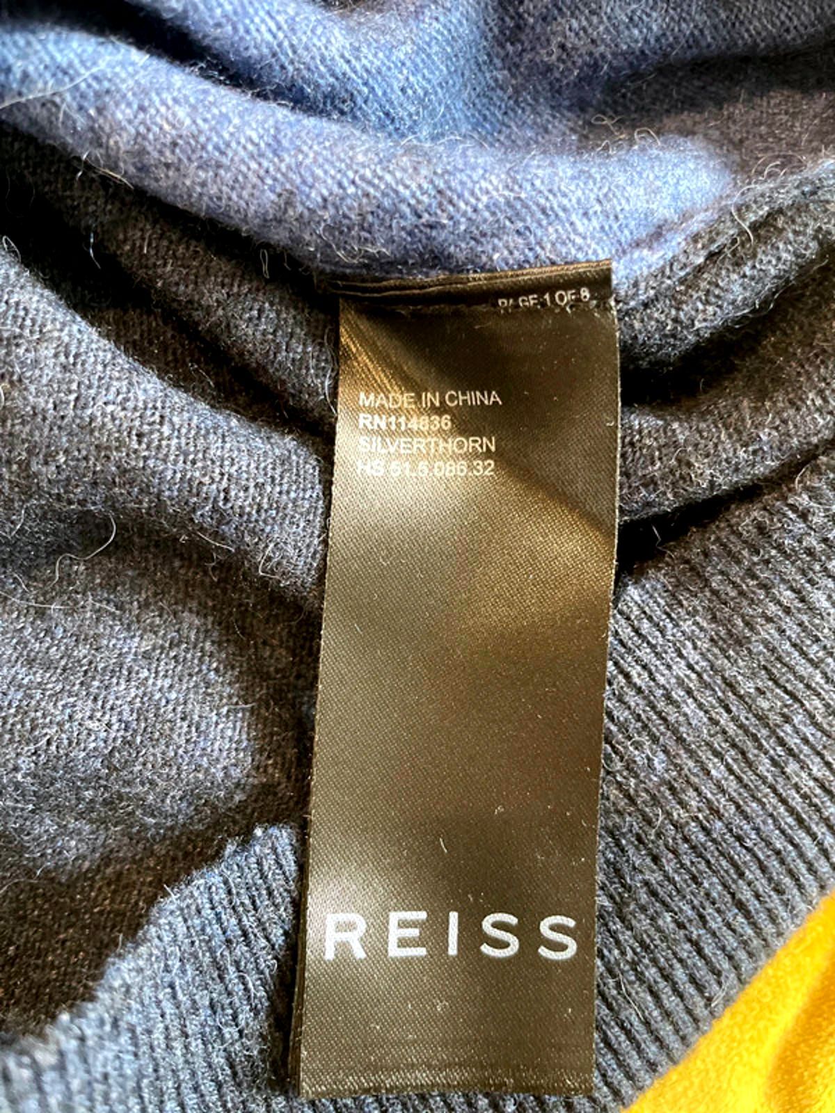 Men’s Reiss Wool Blend Knitted Long Sleeve Polo Top In Navy - Small - 1578