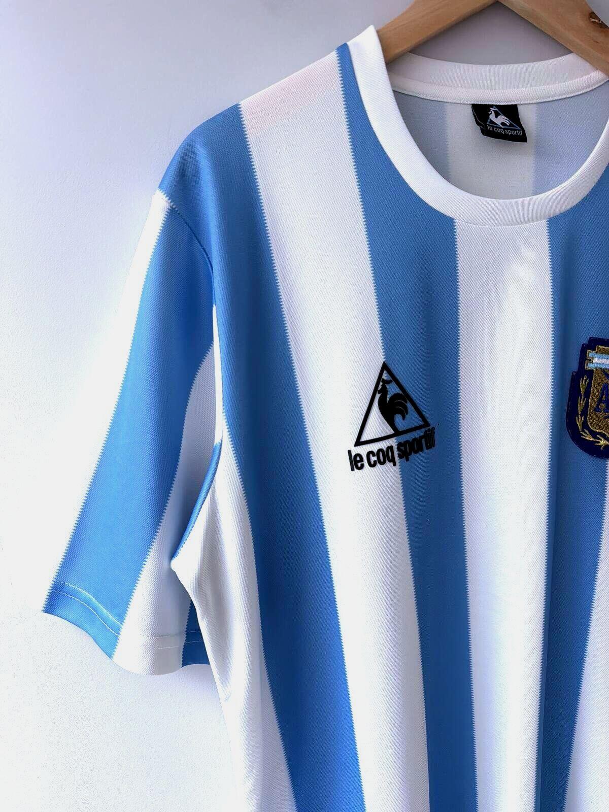 Mens Argentina 1986 Home Football Shirt Jersey Le Coq Sportif - XLarge - 3520