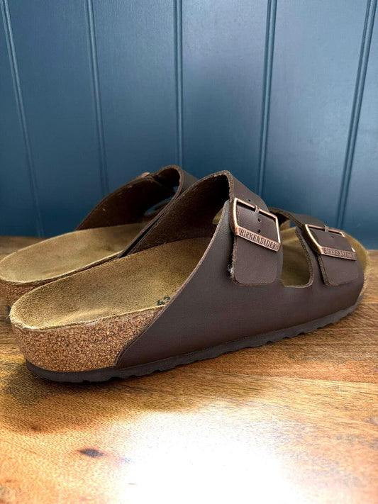 Mens Birkenstock Arizona Leather Double Strap Sandals In Brown - Uk9 - 3542