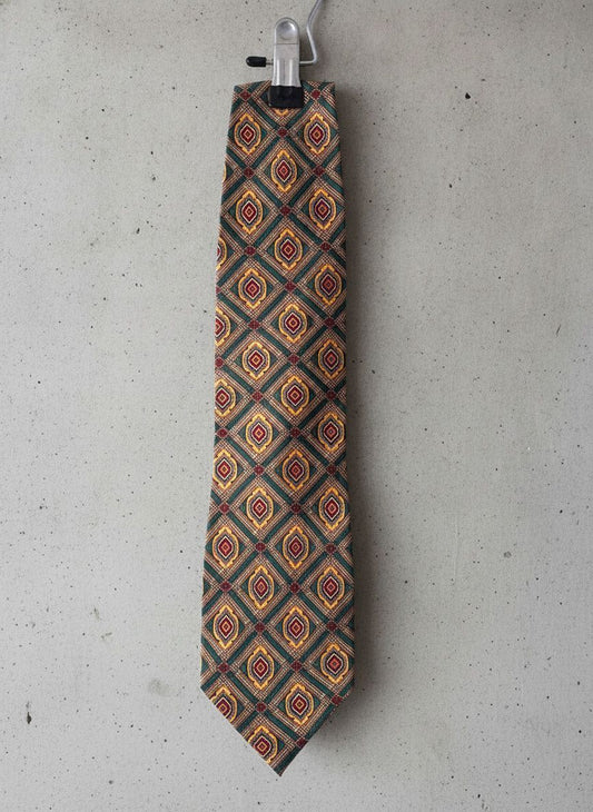 Unisex Baumler Vintage Made In Italy 100% Silk Tie With Geometric Pattern - 3844