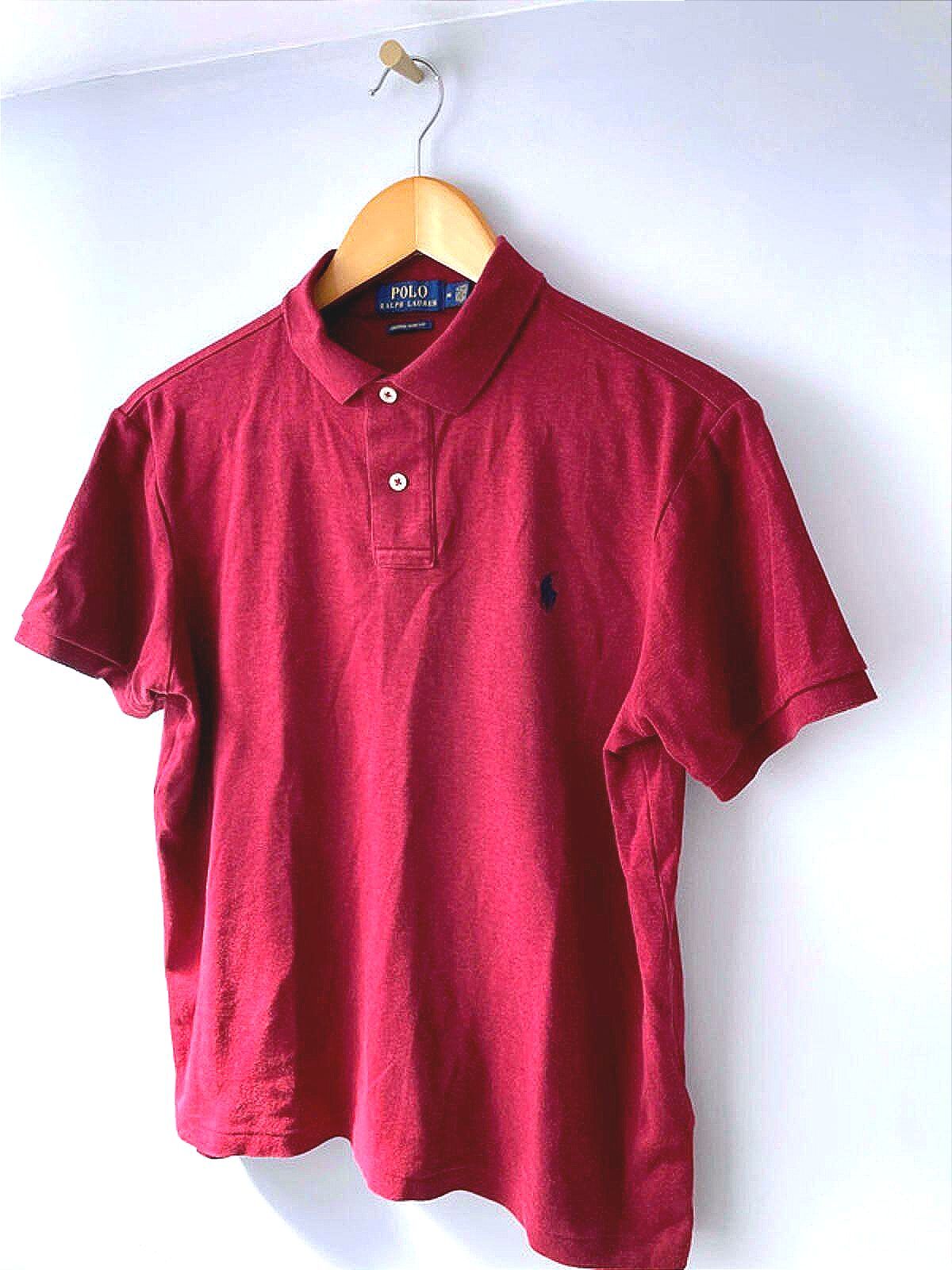 Men’s Ralph Lauren Custom Slim Fit Polo Top In Burgundy - Medium - 1880