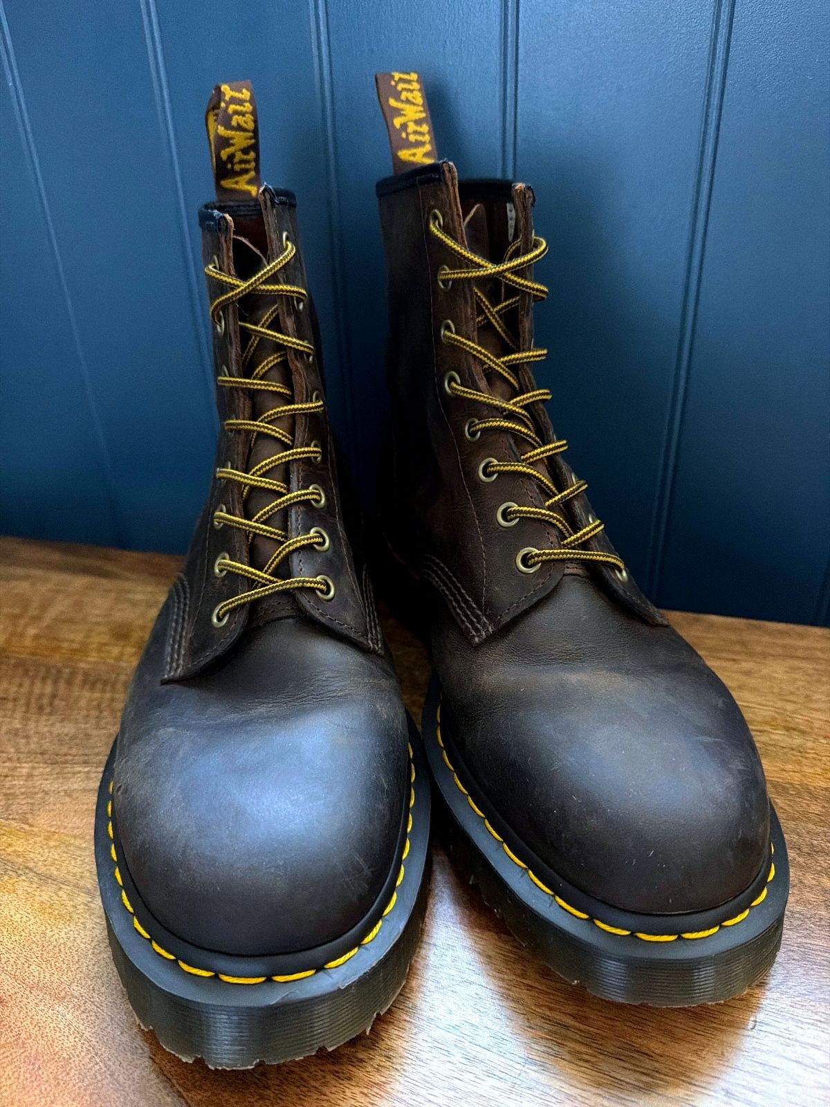 Men’s Dr. Martens 1460 Wax Commander Pull Up Leather Boots In Brown - Uk12 -3820