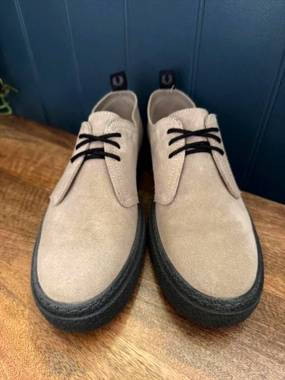 Women’s Fred Perry Linden Lace Up Suede Shoes Trainers In Beige - Uk7 - 3389