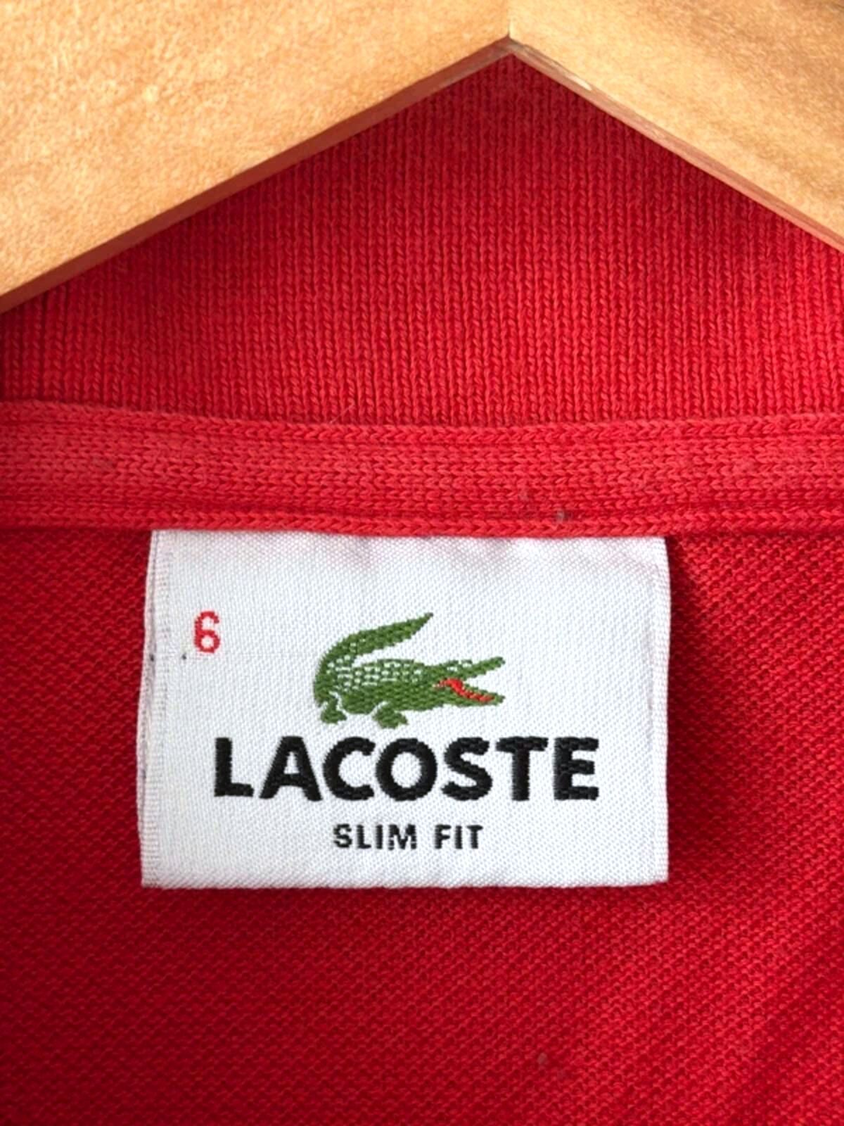 Men’s Lacoste Long Sleeve Slim Fit Polo Top In Red - Medium - 3427