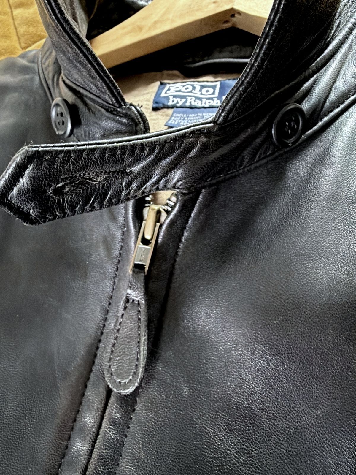 Men’s Ralph Lauren Oversized Fit Premium Leather Jacket In Black - Medium - 3654