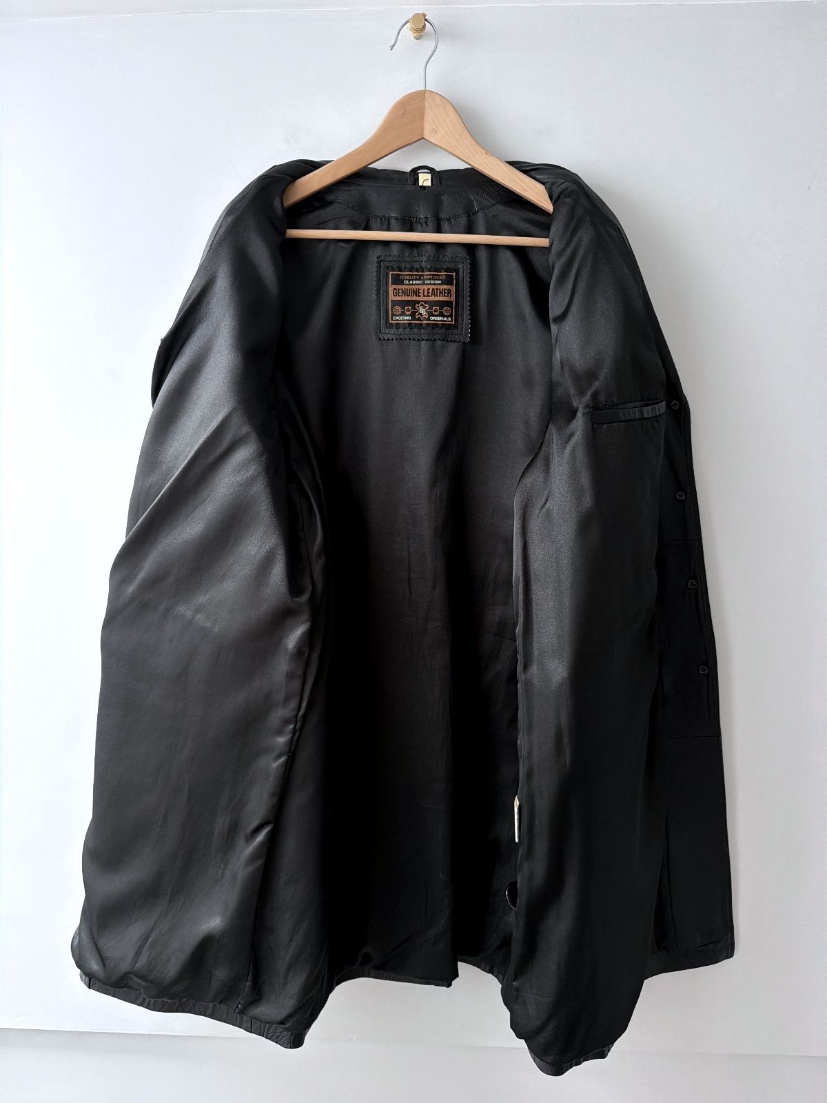 Women’s Premium Soft Leather Longline Overcoat Jacket In Black - UK16 - 3766