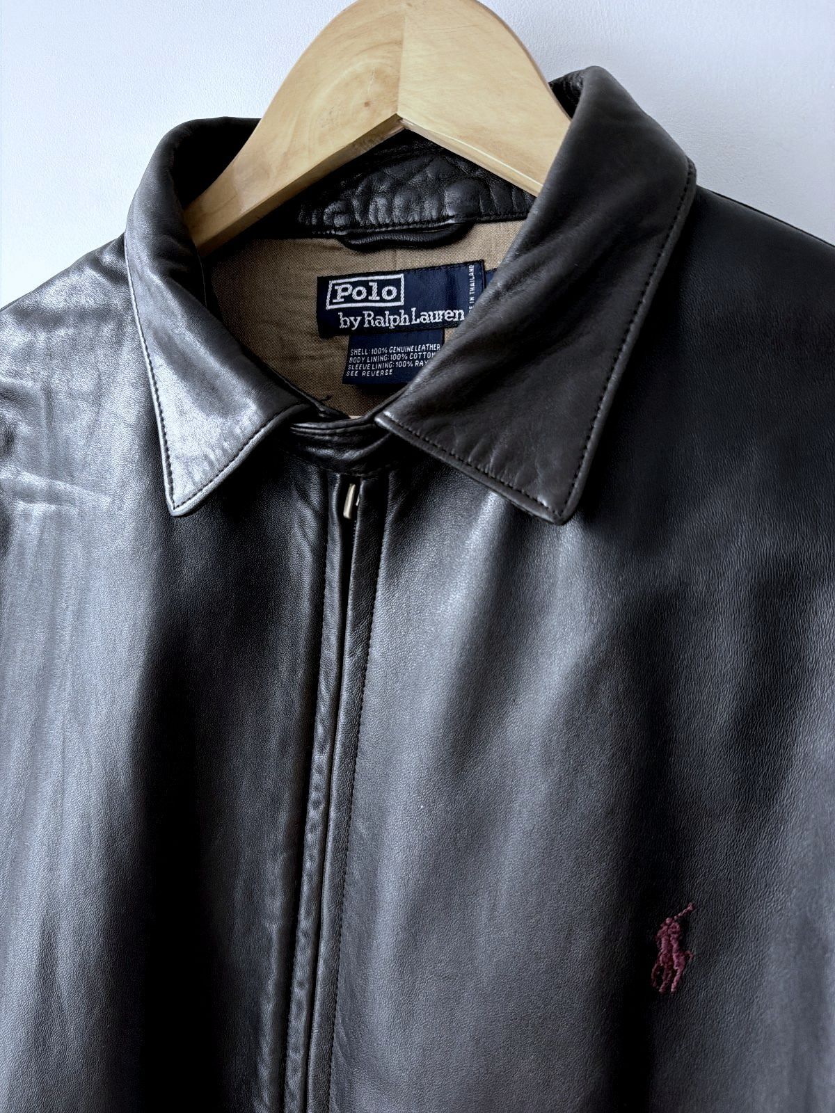 Men’s Ralph Lauren Oversized Fit Premium Leather Jacket In Black - Medium - 3654