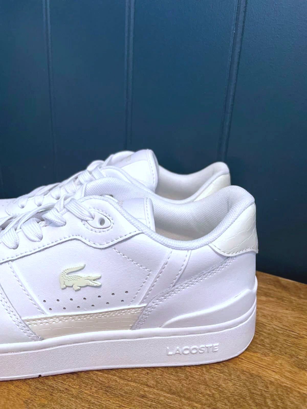 Women’s Lacoste T-Clip Premium Leather Trainers in White - UK4 - 3097