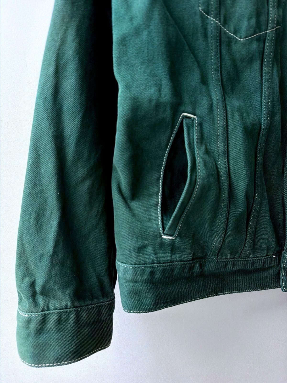 Men’s BDG Urban Outfitters Denim Trucker Jacket Coat In Green - Small - 3828