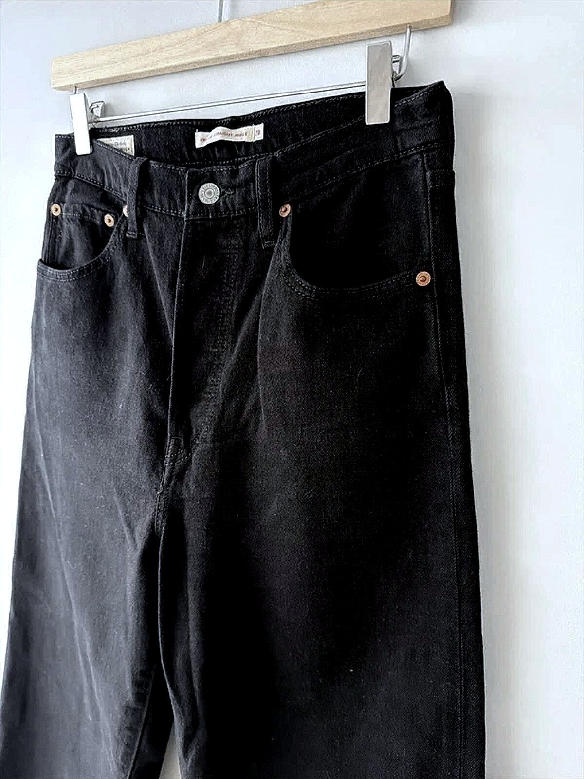 Women’s Levi’s High Waisted Ribcage Straight Fit Jeans In Black - W28/L27 - 3356