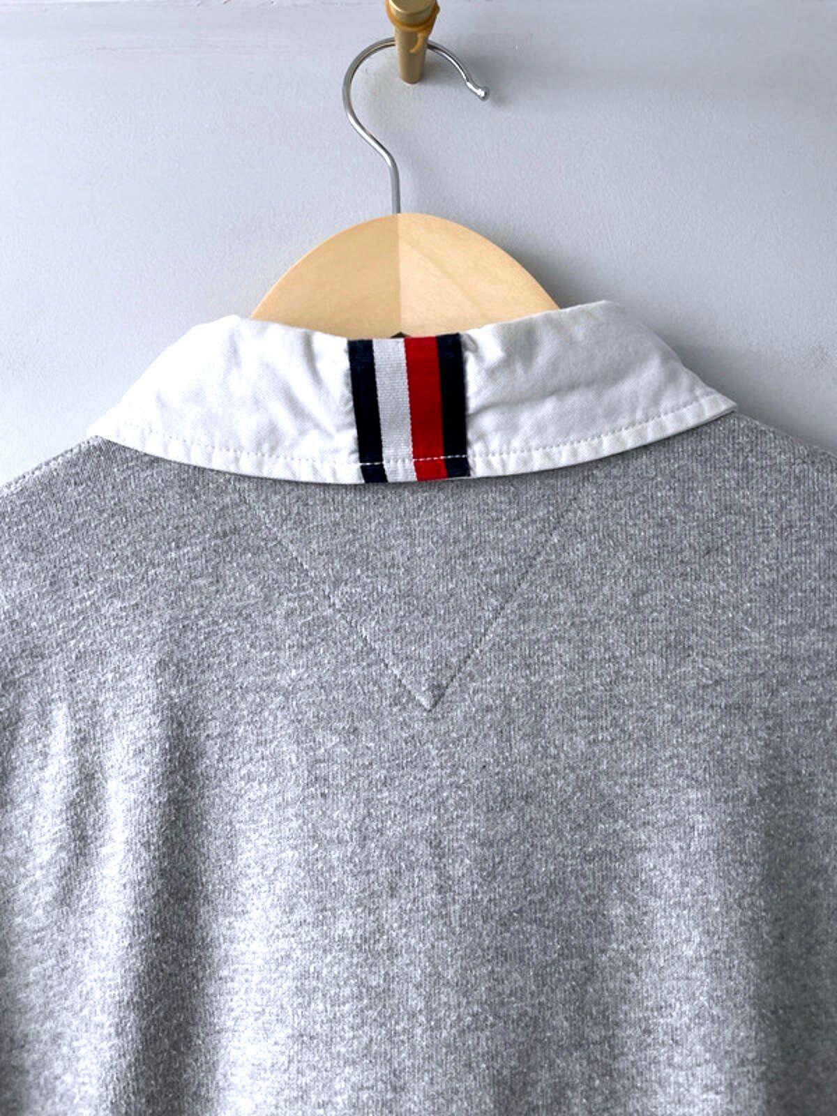 Men’s Tommy Hilfiger Long Sleeve Rugby Polo Shirt Top In Grey - Medium- 2148