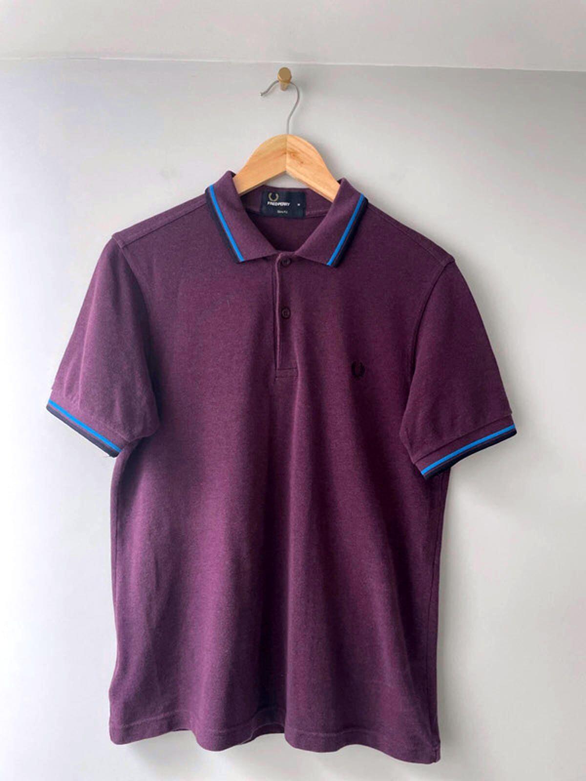 Men’s Fred Perry Slim Fit Short Sleeve Polo Top In Purple - Medium - 1797