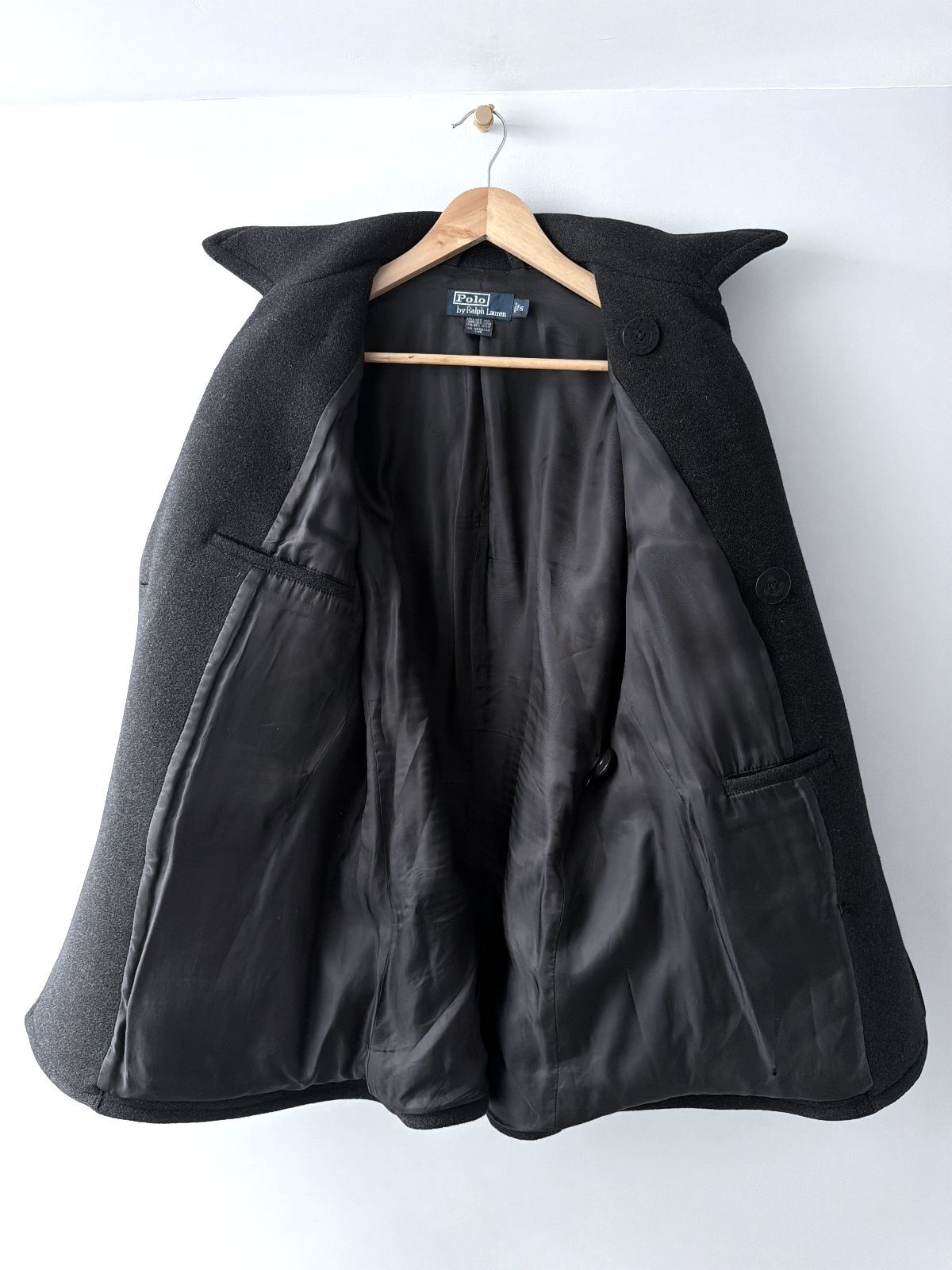 Women’s Ralph Lauren 100% Wool Pea Coat Jacket In Dark Grey - Small - 3760