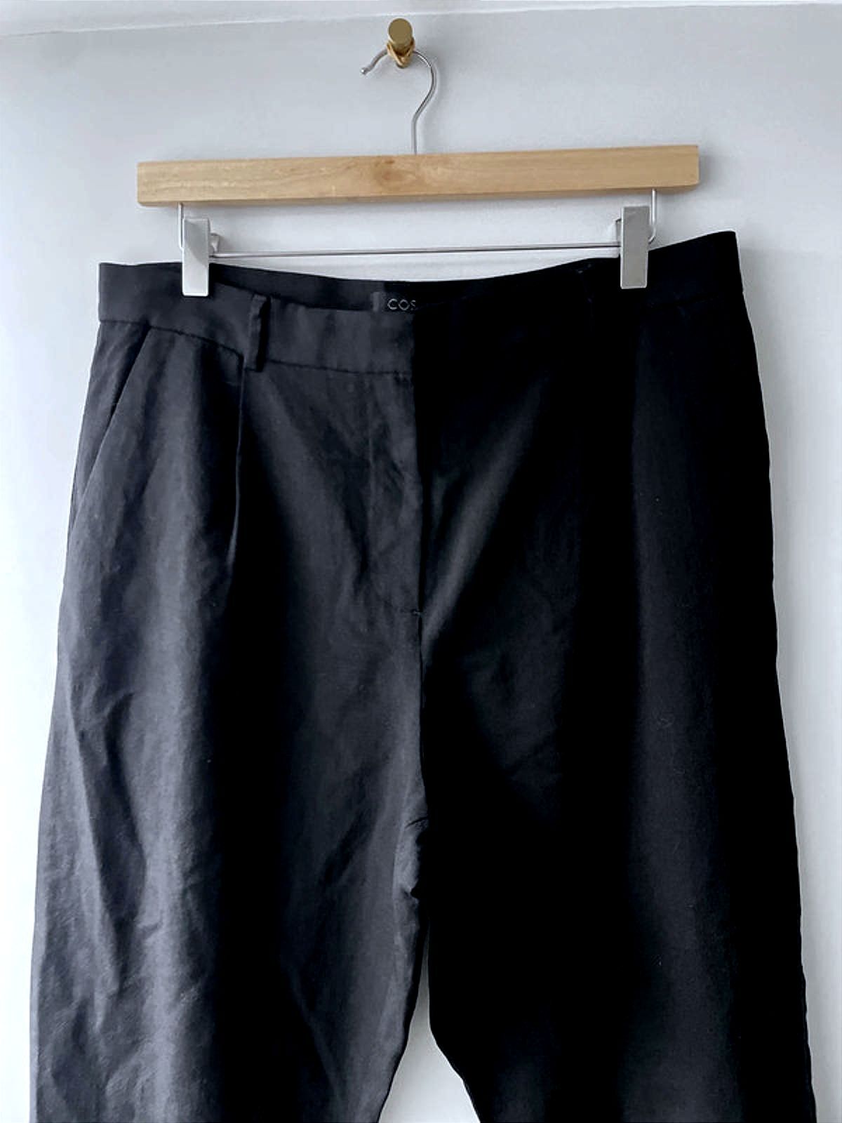 Women’s Cos Crop Fit 100% Wool Wide Leg Trousers In Black - W32/L24 - 2884