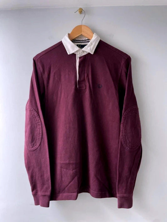 Men’s Fred Perry Classic Rugby Polo Top In Burgundy - Small - 2998