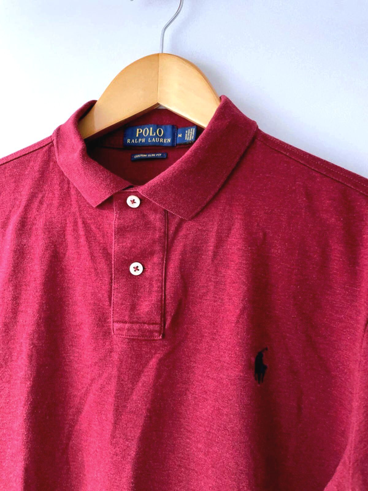 Men’s Ralph Lauren Custom Slim Fit Polo Top In Burgundy - Medium - 1880
