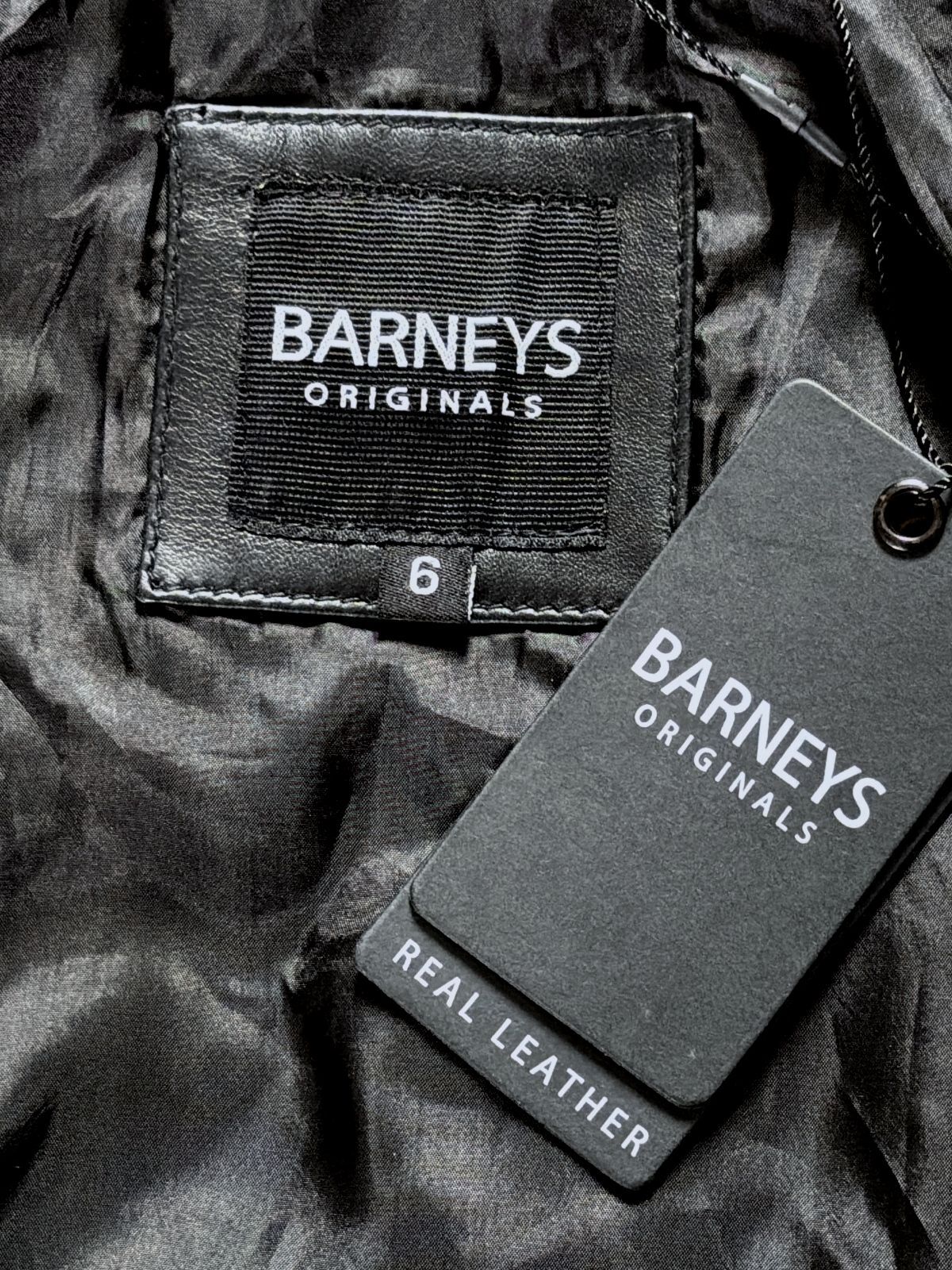 Women’s Barneys Originals Real Leather Biker Jacket In Black - Uk6 - 3714